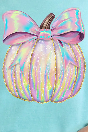 Iridescent Bow Pumpkin Comfort Colors Adult Ring - Spun Cotton Tee - Wholesale Accessory Market