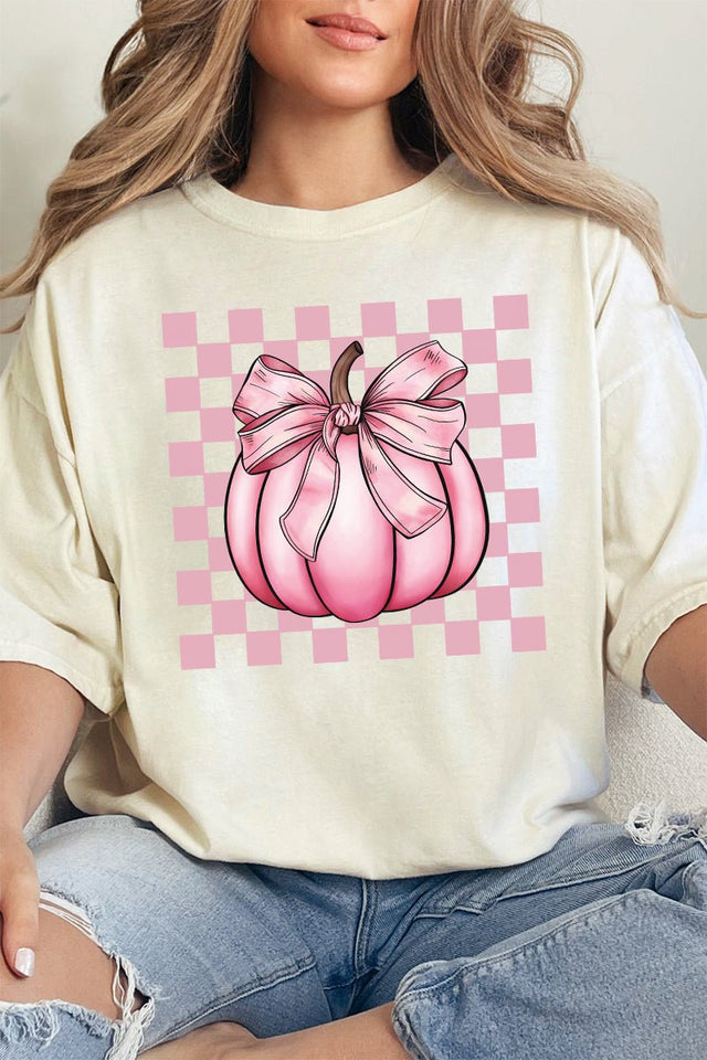 Pink Check It Out Coquette Pumpkin Comfort Colors Adult Ring - Spun Cotton Tee - Wholesale Accessory Market