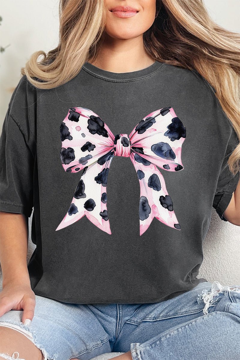 Pink Cow Coquette Bow Comfort Colors Adult Ring - Spun Cotton Tee - Wholesale Accessory Market