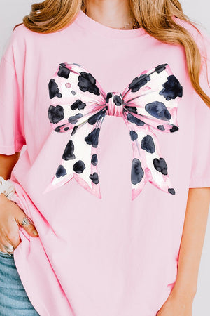 Pink Cow Coquette Bow Comfort Colors Adult Ring - Spun Cotton Tee - Wholesale Accessory Market