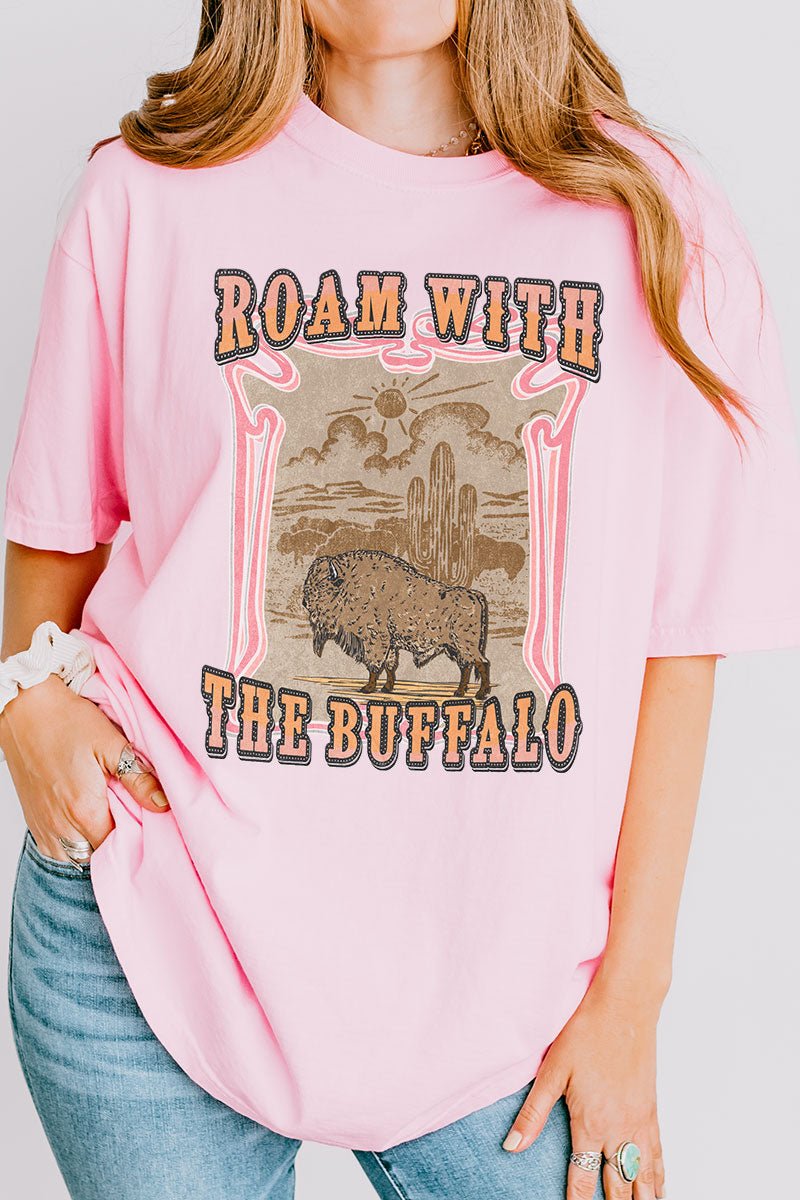 Roam With The Buffalo Comfort Colors Adult Ring - Spun Cotton Tee - Wholesale Accessory Market