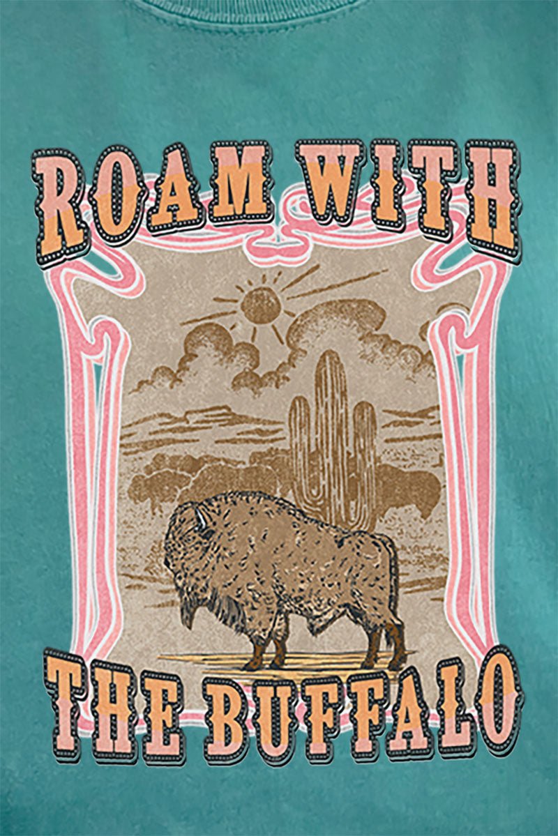 Roam With The Buffalo Comfort Colors Adult Ring - Spun Cotton Tee - Wholesale Accessory Market