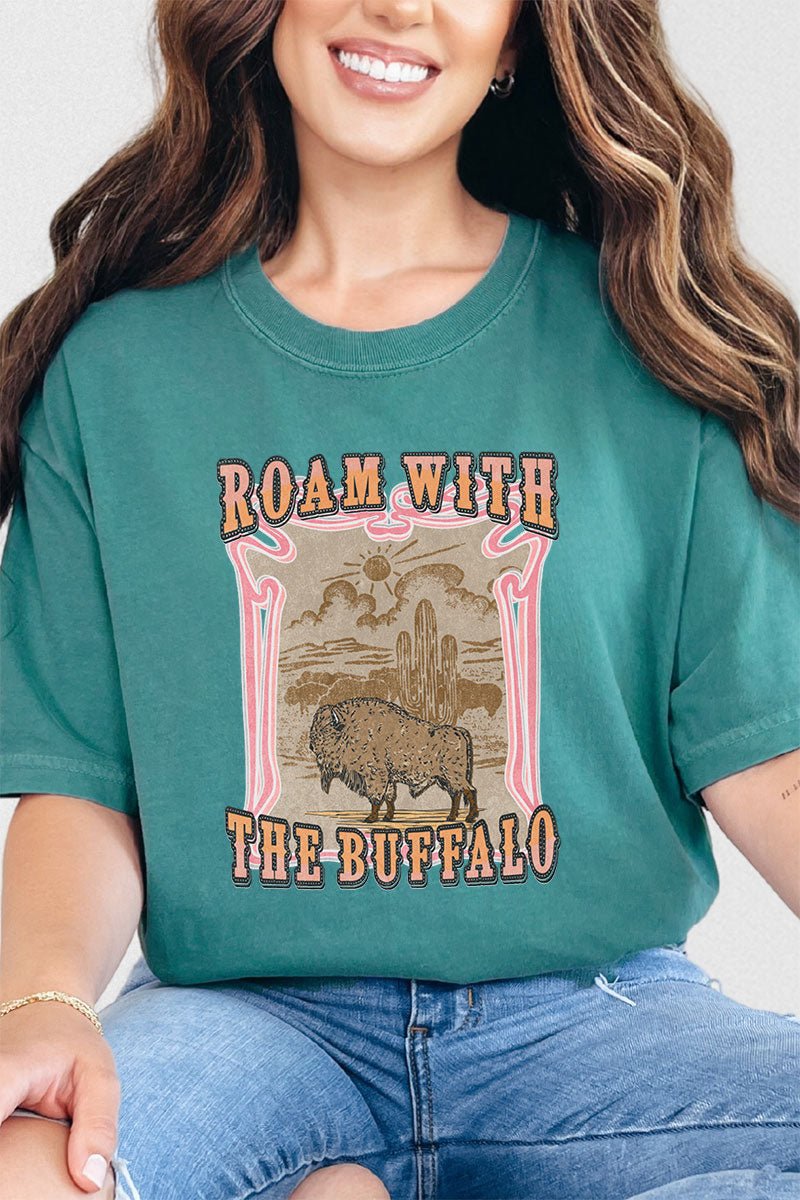 Roam With The Buffalo Comfort Colors Adult Ring - Spun Cotton Tee - Wholesale Accessory Market