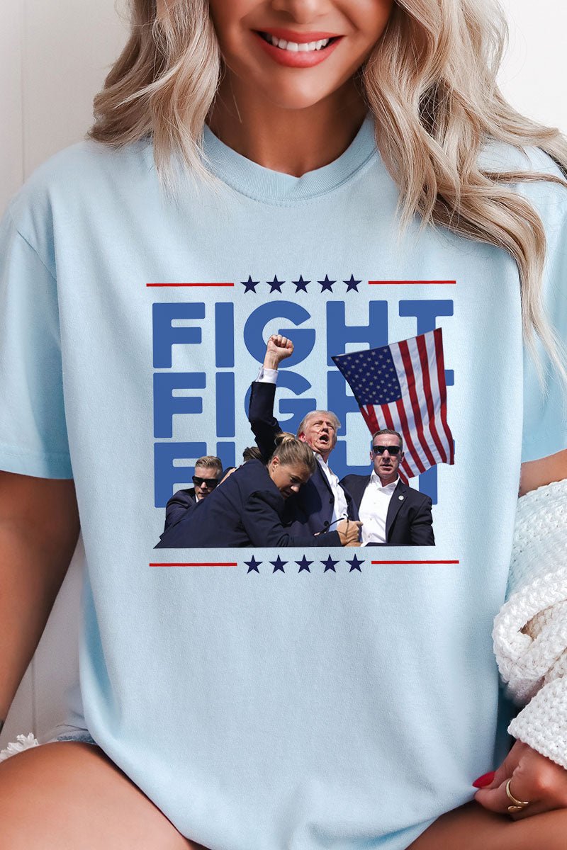 Trump Triple Stack Fight Comfort Colors Adult Ring - Spun Cotton Tee - Wholesale Accessory Market