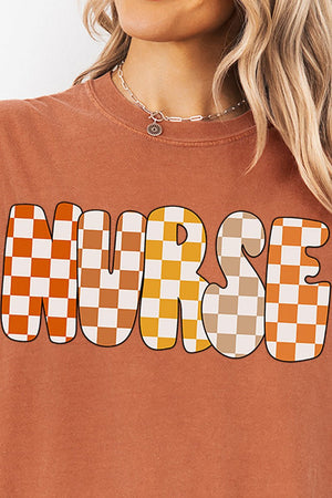 Checkered Autumn Nurse Comfort Colors Adult Ring - Spun Cotton Tee - Wholesale Accessory Market