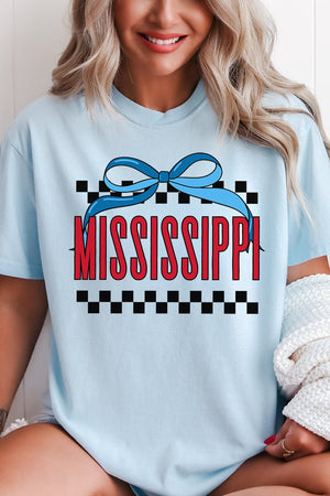 Bow Mississippi Check Comfort Colors Adult Ring - Spun Cotton Tee - Wholesale Accessory Market