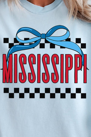 Bow Mississippi Check Comfort Colors Adult Ring - Spun Cotton Tee - Wholesale Accessory Market