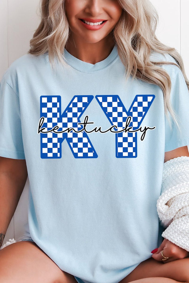 Kentucky Checkered Comfort Colors Adult Ring - Spun Cotton Tee - Wholesale Accessory Market