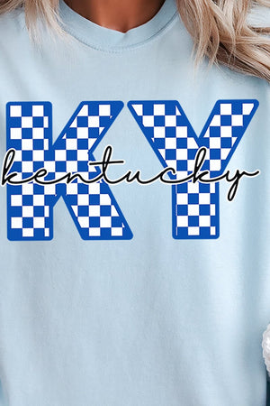 Kentucky Checkered Comfort Colors Adult Ring - Spun Cotton Tee - Wholesale Accessory Market