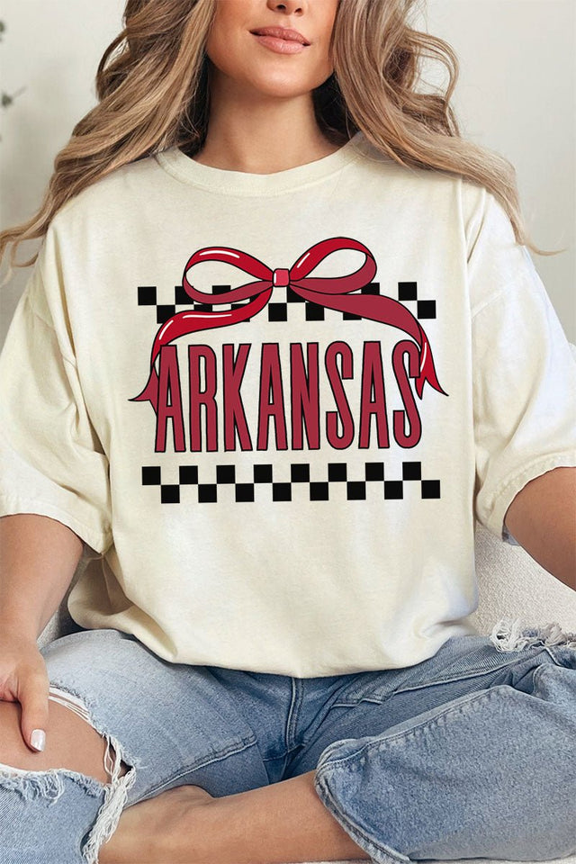 Bow Arkansas Check Comfort Colors Adult Ring - Spun Cotton Tee - Wholesale Accessory Market