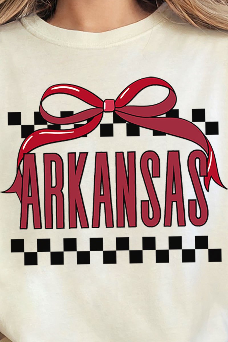 Bow Arkansas Check Comfort Colors Adult Ring - Spun Cotton Tee - Wholesale Accessory Market