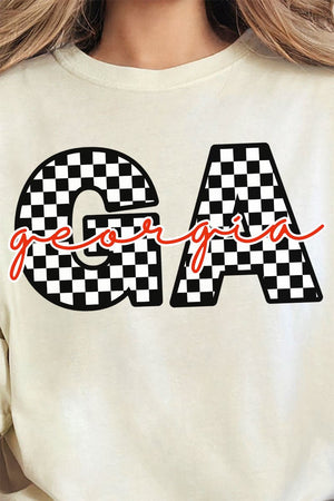 Georgia Checkered Comfort Colors Adult Ring - Spun Cotton Tee - Wholesale Accessory Market