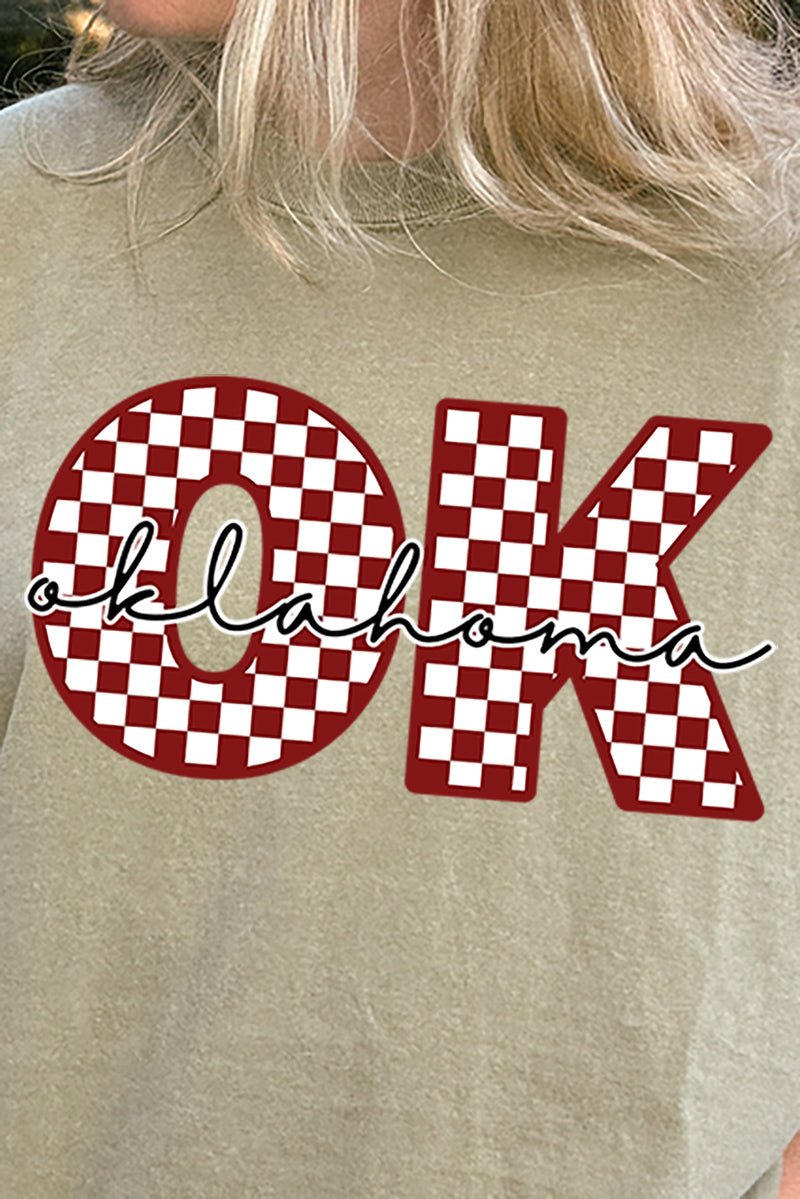 Oklahoma Checkered Comfort Colors Adult Ring - Spun Cotton Tee - Wholesale Accessory Market