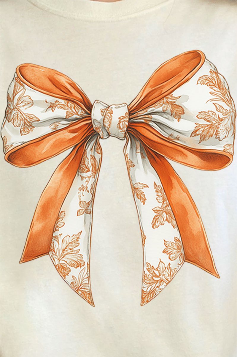 Orange Chinoiserie Bow Comfort Colors Adult Ring - Spun Cotton Tee - Wholesale Accessory Market