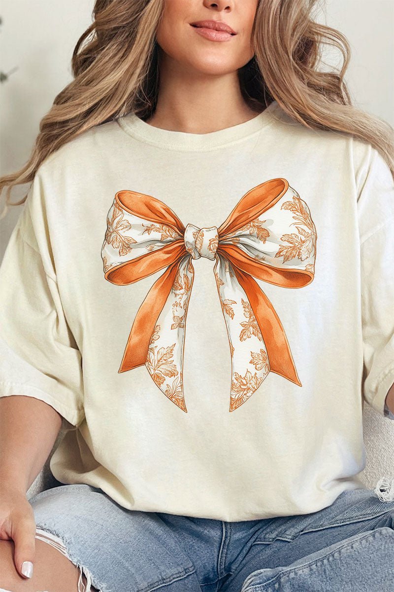 Orange Chinoiserie Bow Comfort Colors Adult Ring - Spun Cotton Tee - Wholesale Accessory Market