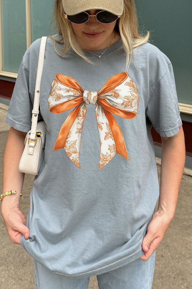 Orange Chinoiserie Bow Comfort Colors Adult Ring - Spun Cotton Tee - Wholesale Accessory Market