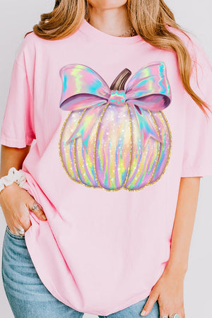 Iridescent Bow Pumpkin Comfort Colors Adult Ring - Spun Cotton Tee - Wholesale Accessory Market