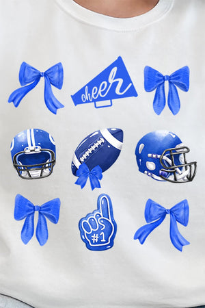 Blue Blitz And Bows Heavy - weight Crew Sweatshirt - Wholesale Accessory Market