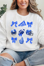 Blue Blitz And Bows Heavy - weight Crew Sweatshirt - Wholesale Accessory Market