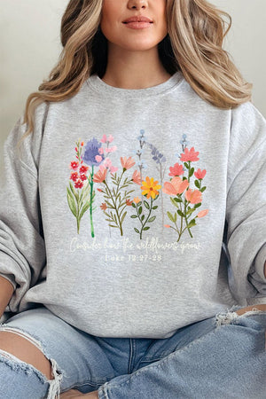 Consider How The Wildflowers Grow Heavy - weight Crew Sweatshirt - Wholesale Accessory Market