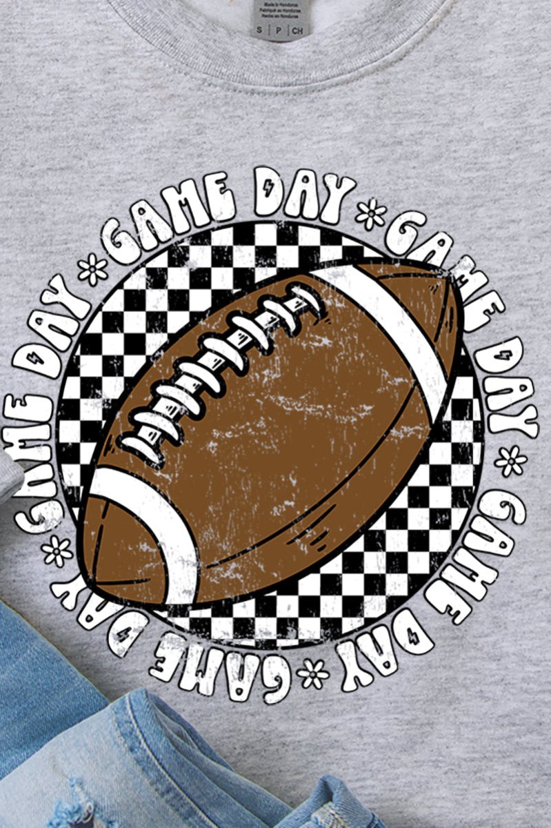 Football Retro Circle Game Day Heavy - weight Crew Sweatshirt - Wholesale Accessory Market