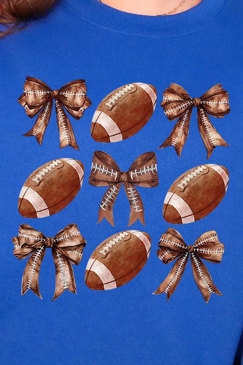 Footballs And Coquette Bows Heavy - weight Crew Sweatshirt - Wholesale Accessory Market