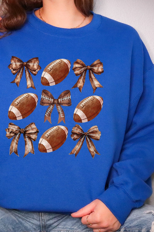 Footballs And Coquette Bows Heavy - weight Crew Sweatshirt - Wholesale Accessory Market