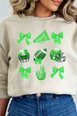 Green Blitz And Bows Heavy - weight Crew Sweatshirt - Wholesale Accessory Market