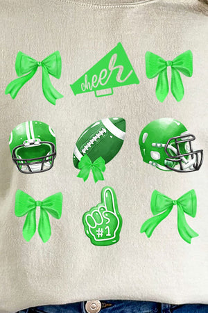 Green Blitz And Bows Heavy - weight Crew Sweatshirt - Wholesale Accessory Market