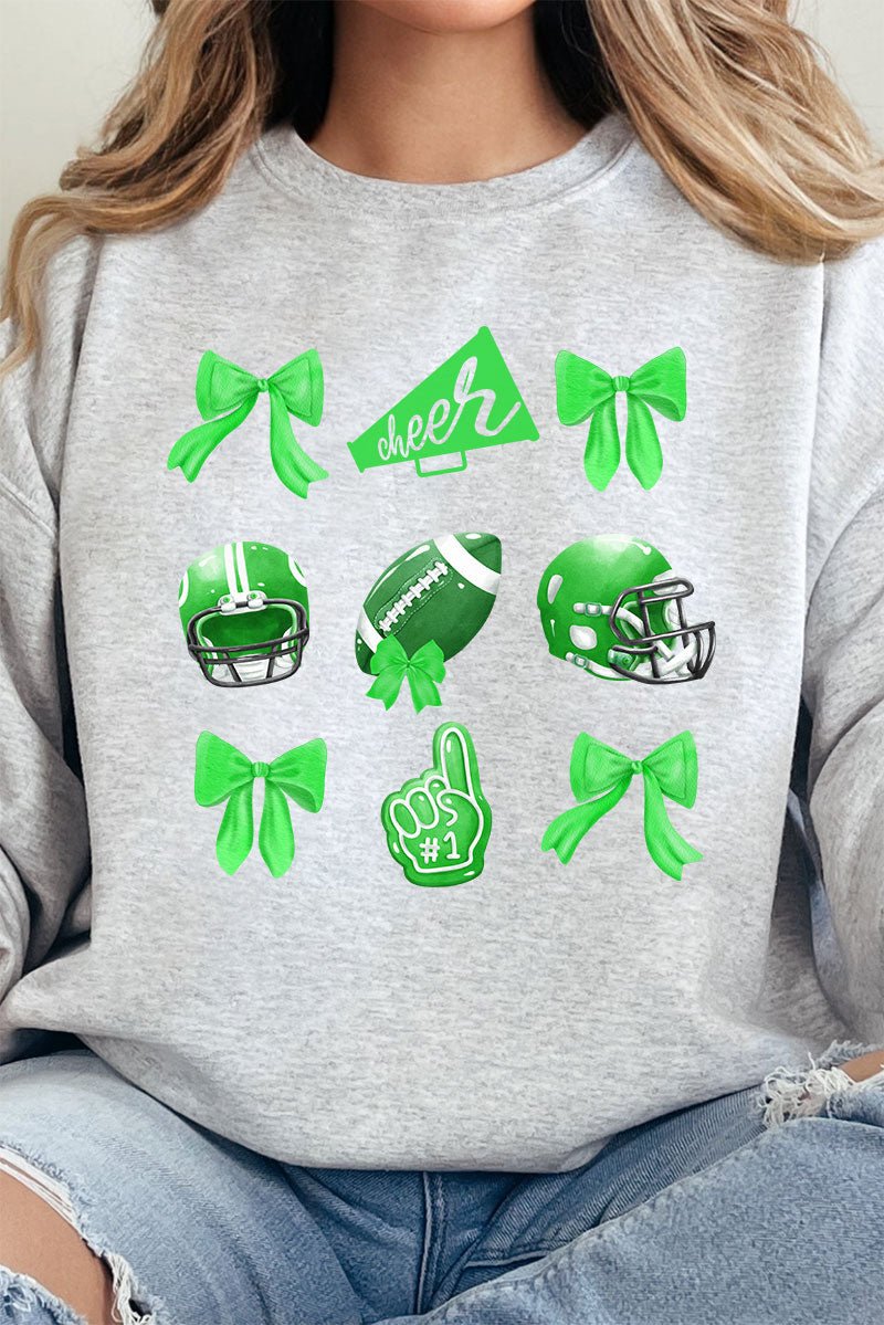 Green Blitz And Bows Heavy - weight Crew Sweatshirt - Wholesale Accessory Market