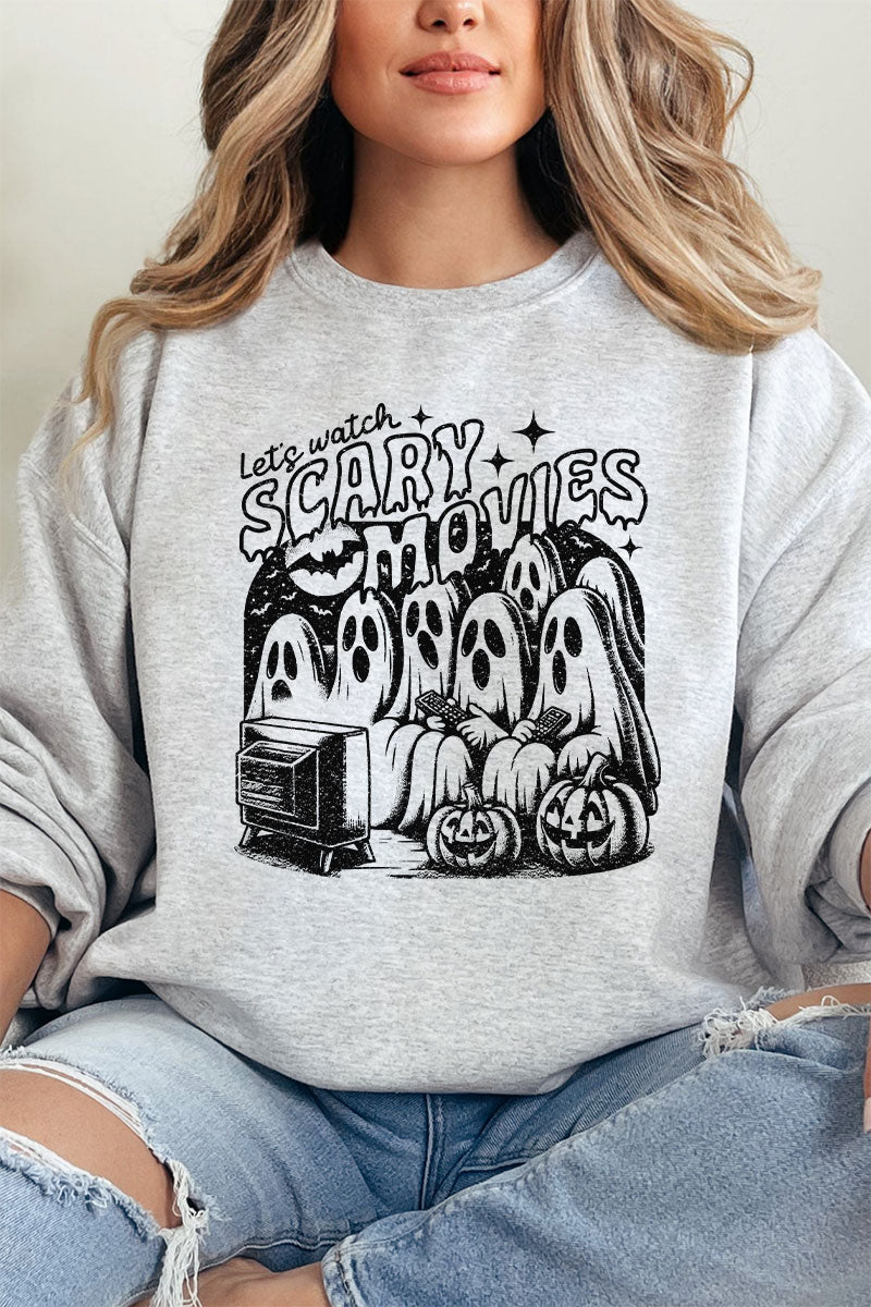 Let's Watch Scary Movies Heavy - weight Crew Sweatshirt - Wholesale Accessory Market