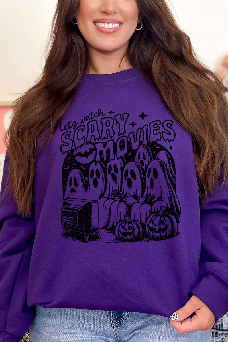 Let's Watch Scary Movies Heavy - weight Crew Sweatshirt - Wholesale Accessory Market