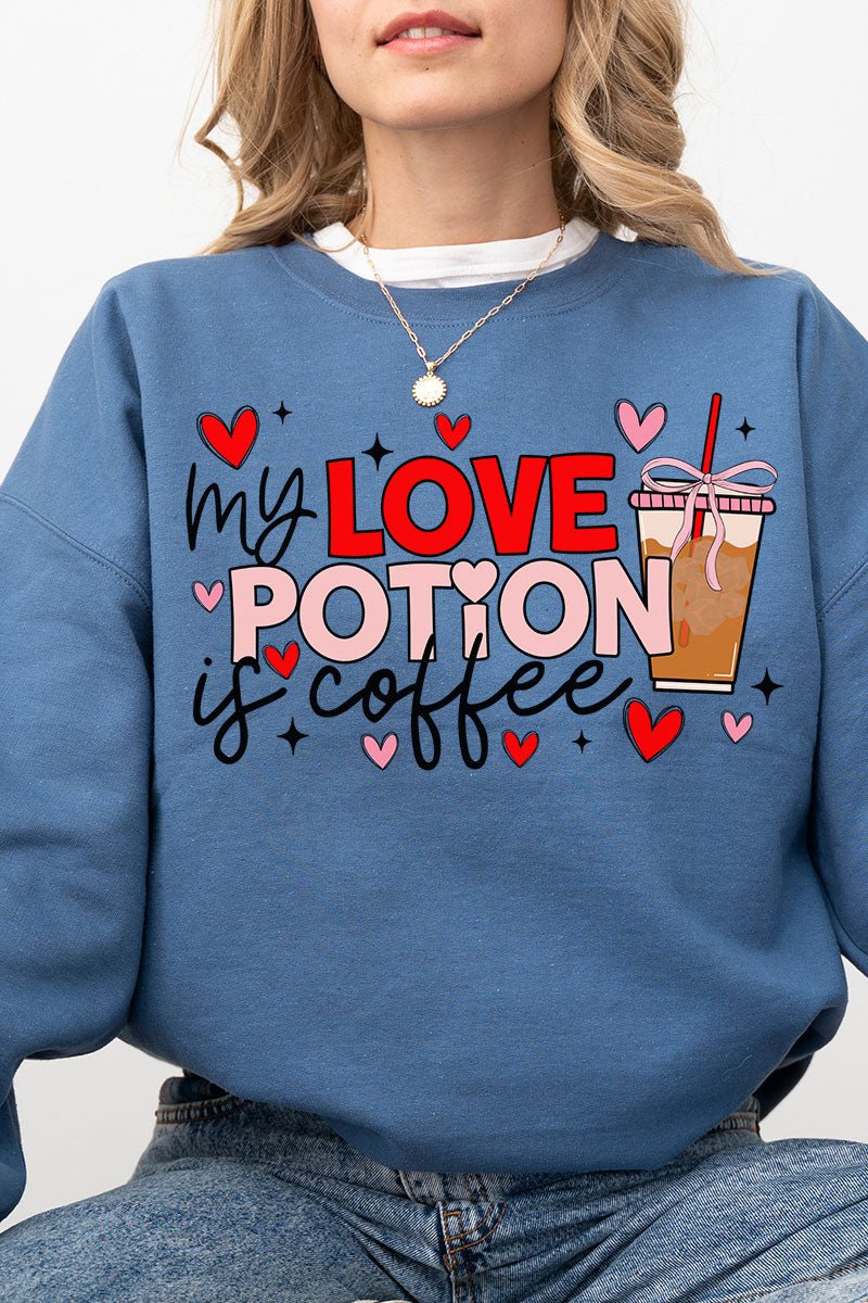 Love Potion Is Coffee Heavy - weight Crew Sweatshirt - Wholesale Accessory Market