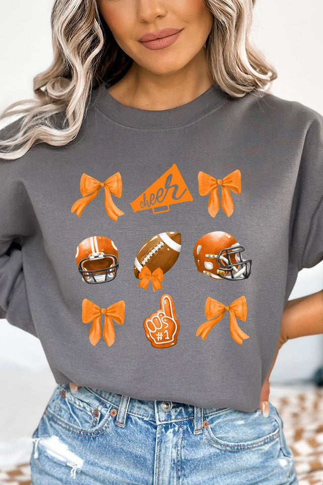 Orange Blitz And Bows Heavy - weight Crew Sweatshirt - Wholesale Accessory Market