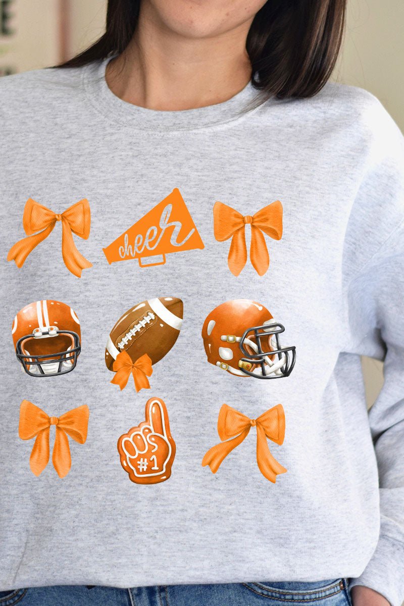 Orange Blitz And Bows Heavy - weight Crew Sweatshirt - Wholesale Accessory Market