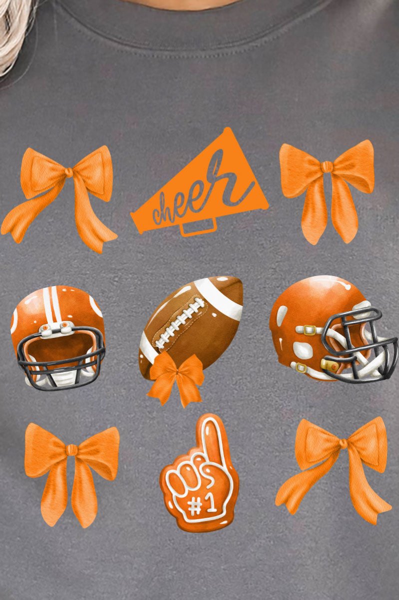 Orange Blitz And Bows Heavy - weight Crew Sweatshirt - Wholesale Accessory Market