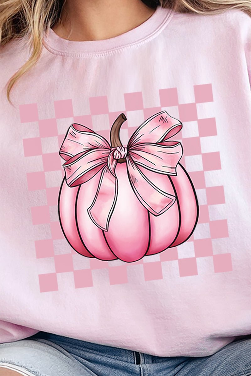 Pink Check It Out Coquette Pumpkin Heavy - weight Crew Sweatshirt - Wholesale Accessory Market