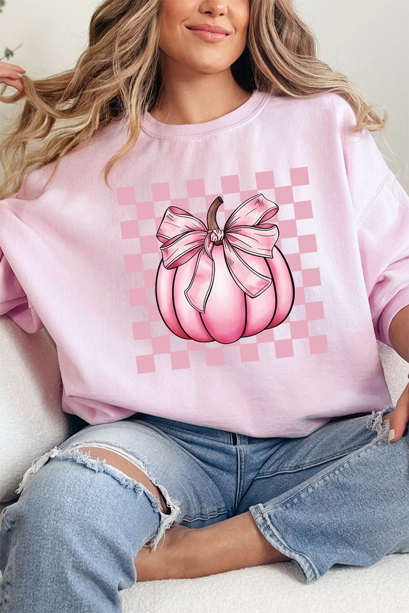 Pink Check It Out Coquette Pumpkin Heavy - weight Crew Sweatshirt - Wholesale Accessory Market