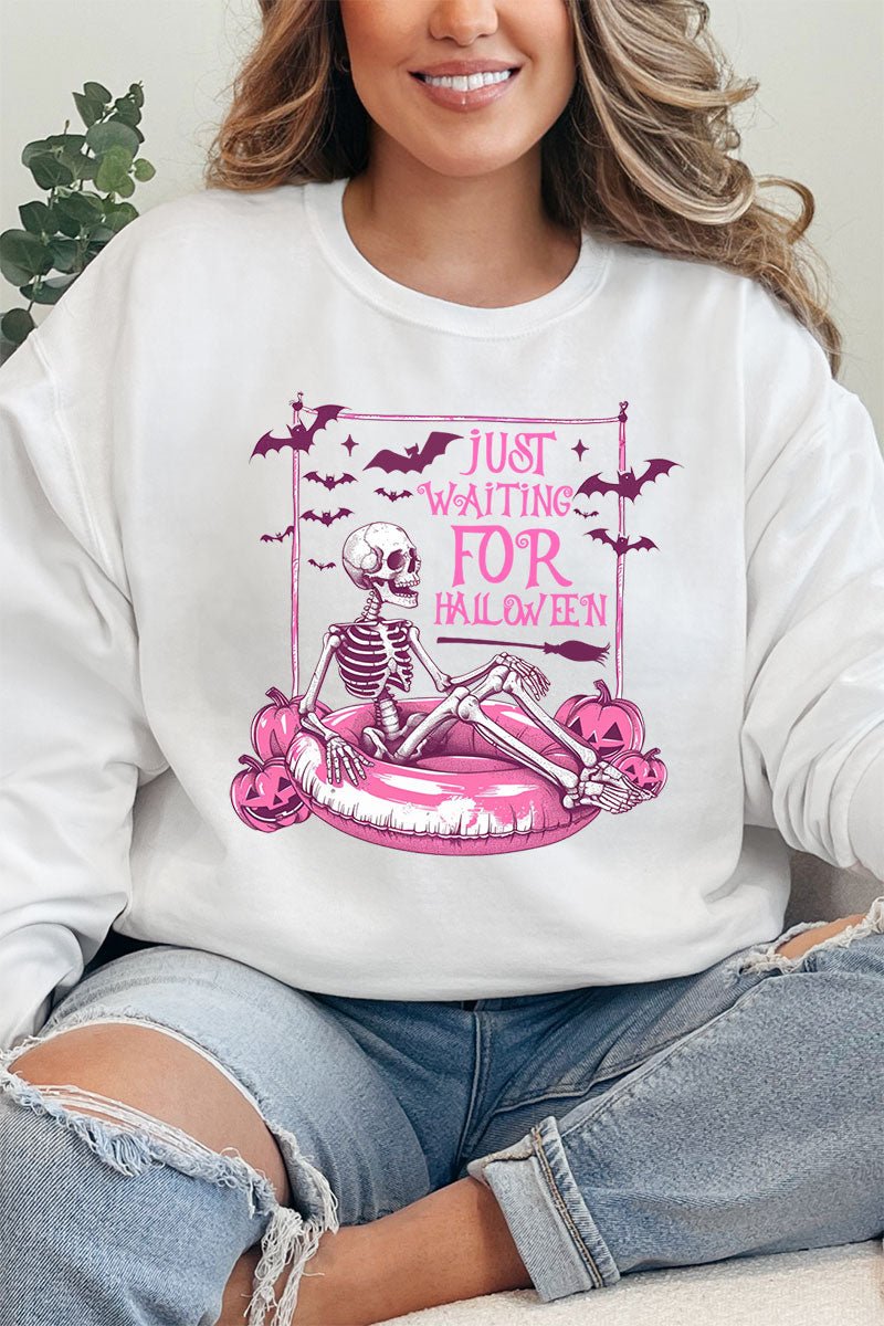 Pink Just Waiting For Halloween Heavy - weight Crew Sweatshirt - Wholesale Accessory Market