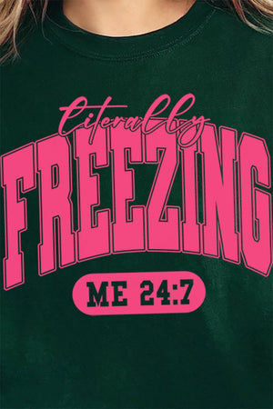 Pink Literally Freezing Heavy - weight Crew Sweatshirt - Wholesale Accessory Market