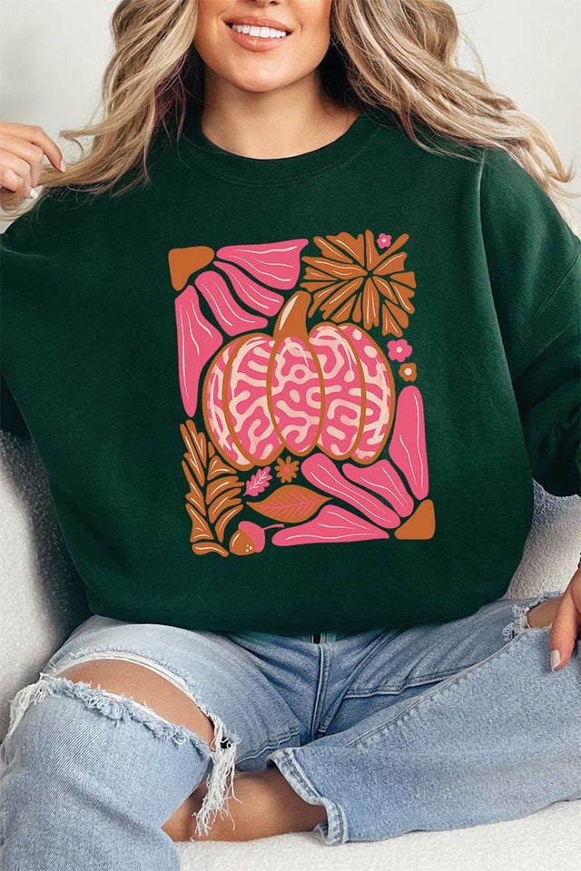 Pink Pumpkin Heavy - weight Crew Sweatshirt - Wholesale Accessory Market