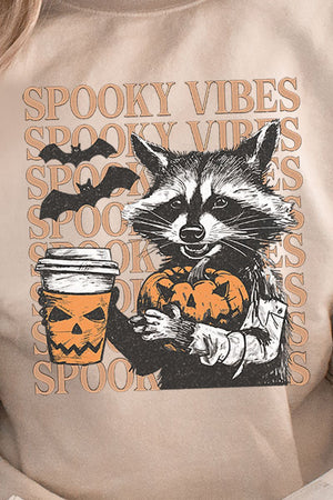 Raccoon Spooky Vibes Heavy - weight Crew Sweatshirt - Wholesale Accessory Market