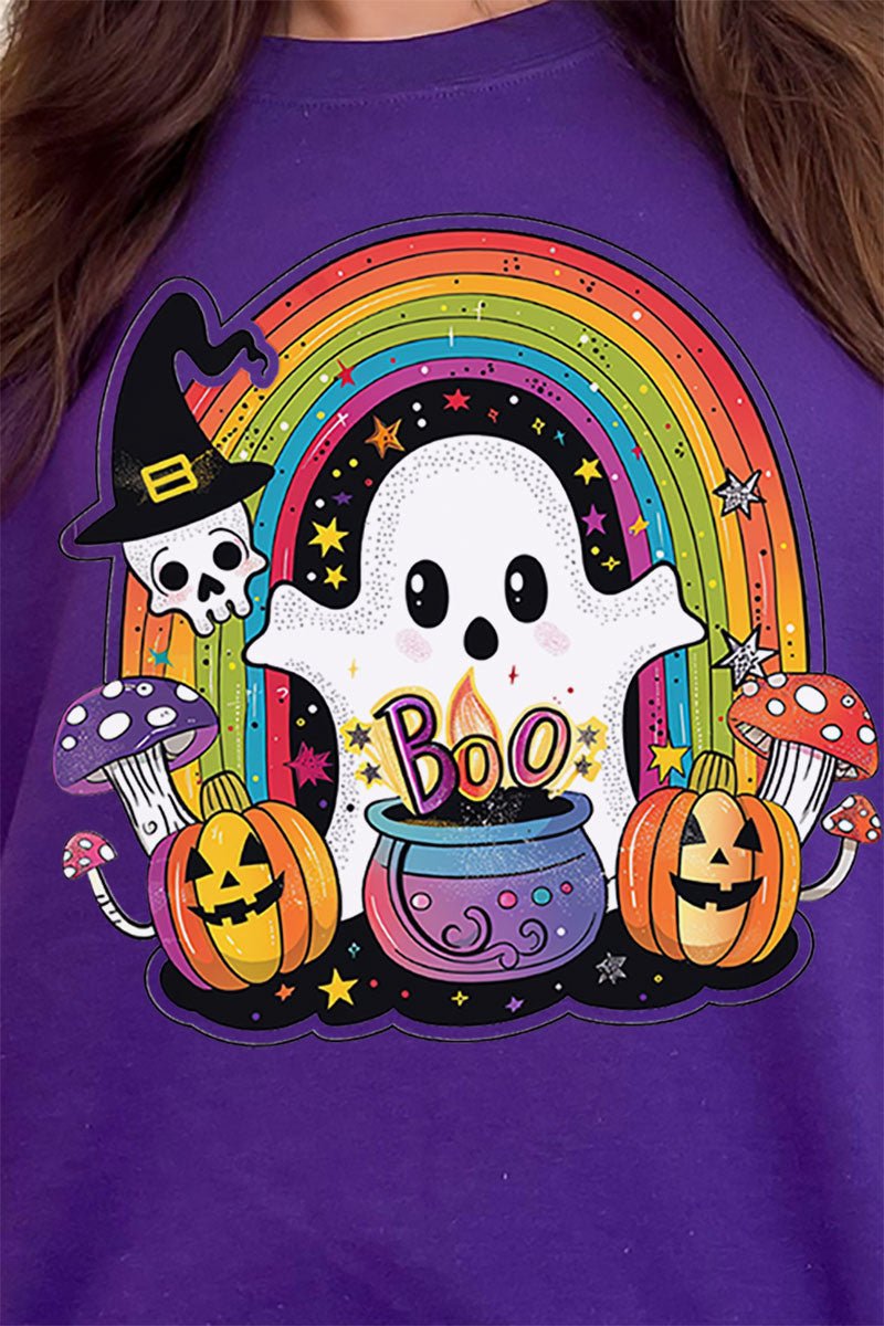 Rainbow Colorful Boo Heavy - weight Crew Sweatshirt - Wholesale Accessory Market