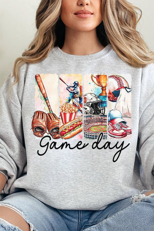 Retro Baseball Game Day Heavy - weight Crew Sweatshirt - Wholesale Accessory Market