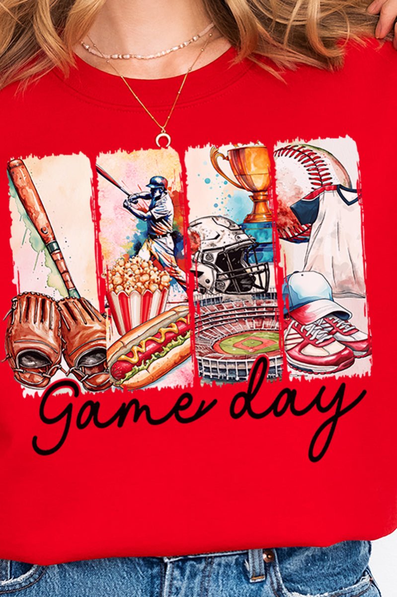 Retro Baseball Game Day Heavy - weight Crew Sweatshirt - Wholesale Accessory Market