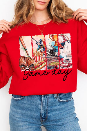 Retro Baseball Game Day Heavy - weight Crew Sweatshirt - Wholesale Accessory Market