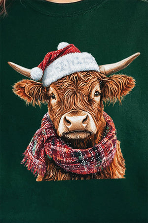 Santa Highland Cow Heavy - weight Crew Sweatshirt - Wholesale Accessory Market