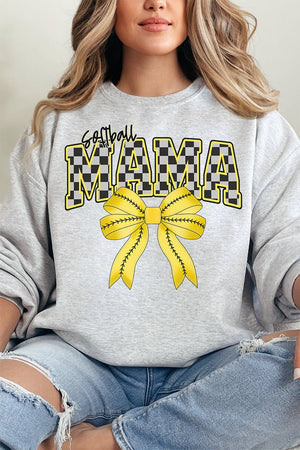 Softball Checkered Mama Heavy - weight Crew Sweatshirt - Wholesale Accessory Market