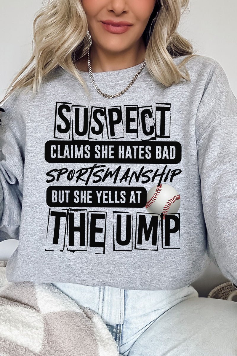 Suspect Yells At The Ump Heavy - weight Crew Sweatshirt - Wholesale Accessory Market