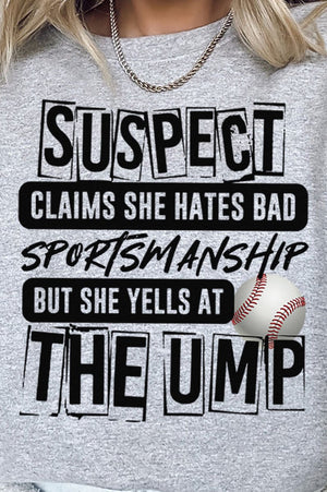 Suspect Yells At The Ump Heavy - weight Crew Sweatshirt - Wholesale Accessory Market